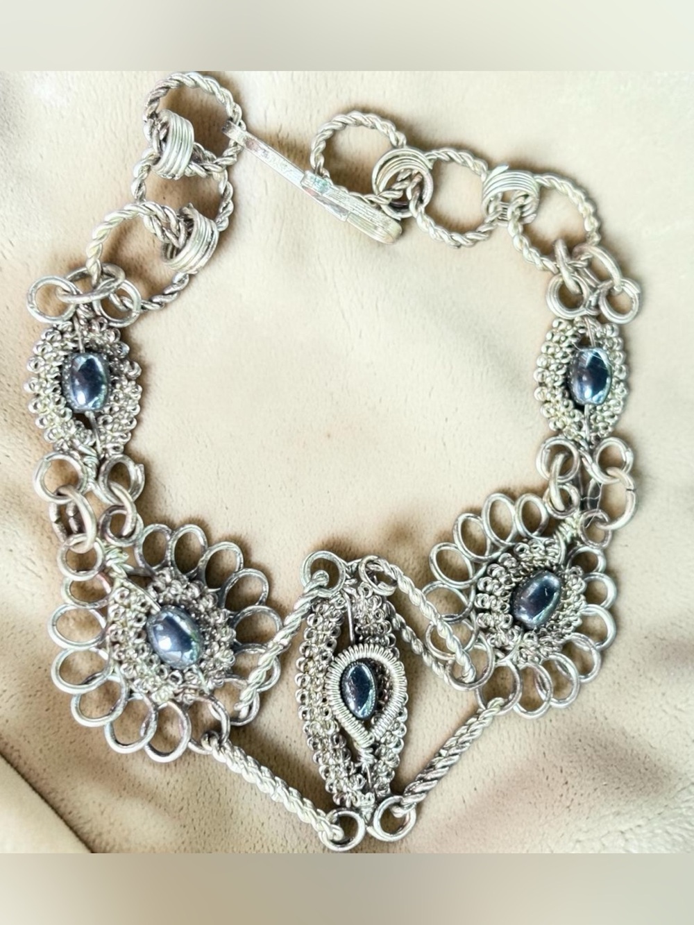 Vintage Cannetille Filigree Bracelet | Victorian Revival Silver Tone Bracelet